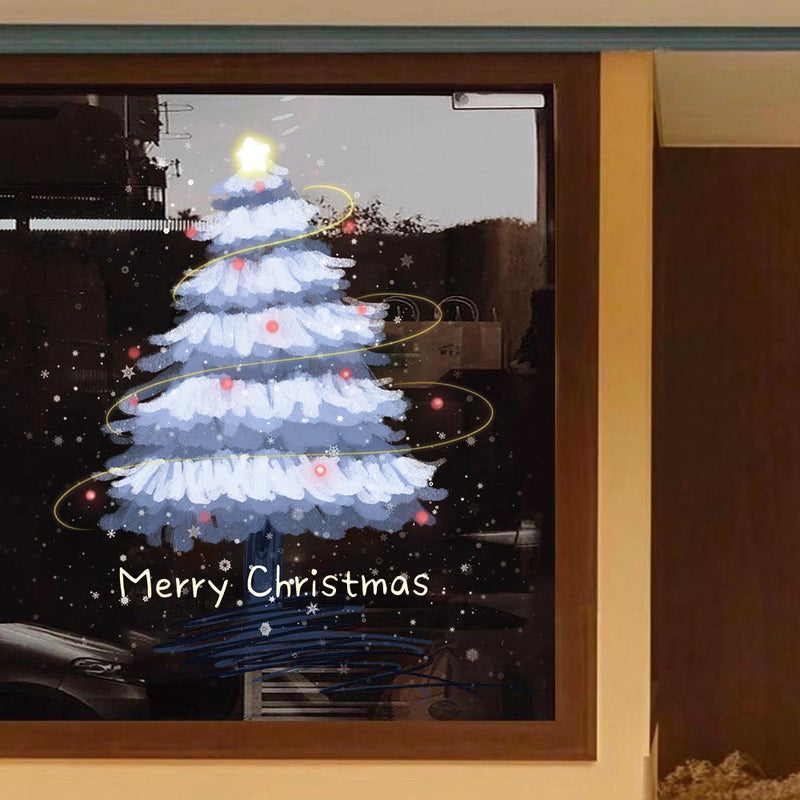 2026 New Year Christmas Glass Stickers Christmas Tree Uv Window Glass Decoration Layout Electrostatic Window Stickers Window Stickers - Image 2
